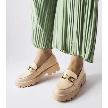 Dámské mokasíny Béžové dámské mokasiny Solea s ozdobnou sponou, 40 i240_207695_2:40