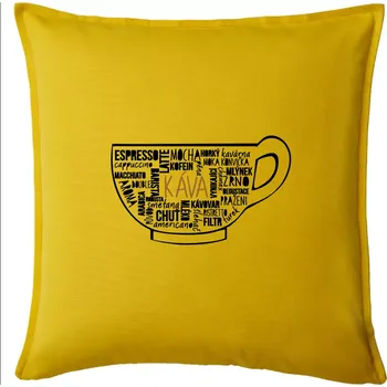 Polštář Káva - hrníček názvy - Polštář 50x50 - 50x50 - Pouze potah ( Žlutá )