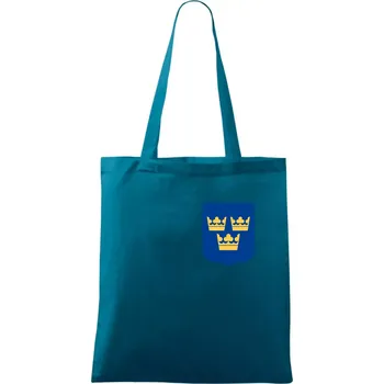 Švédský znak tři korunky na prso - Taška bavlněná - 42 x 38 cm ( Petrolejová )