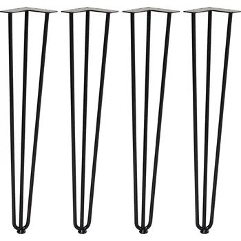 Stolová podnož HOMCOM Sada stolových nohou, 4 ocelové stolové nohy, vidlicová konstrukce, nosnost 40 kg, černá barva