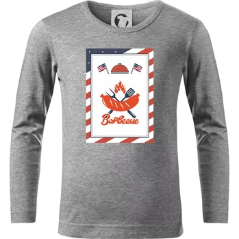Chlapecké tričko USA BBQ POSTER - Triko dětské Long Sleeve - 134 cm/8 let ( Tmavě šedý melír )