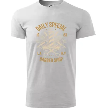 Pánské tričko Daily Special Barber Shop - Triko extra velké (5-8XL) - 7XL ( Světlešedý Melír )
