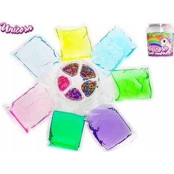 kreativní sada UNICORN sada na výrobu vlastní hmoty 700 g s glitry a korálky v kbelíku