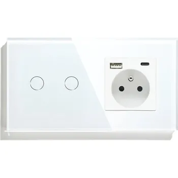 vypínač DOTYKOVÝ DVOJITÝ VYPÍNAČ WIFI SE ZÁSUVKOU USB-C