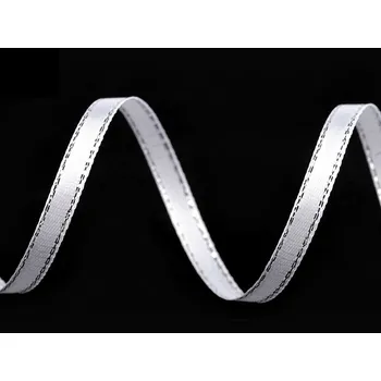 Stuha Atlasová stuha s lurexovým okrajem šíře 6 mm vánoční