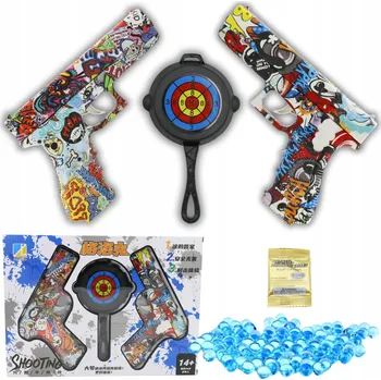 Dětská zbraň Zestaw 2x Pistole na gelové kuličky + Terč, barevná, na vodní kuličky