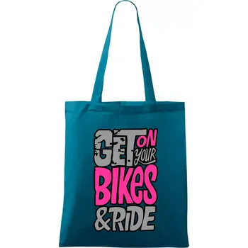 Get on your bikes - Taška bavlněná - 42 x 38 cm ( Petrolejová )