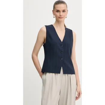 Dámská vesta Vesta BOSS Julinia tmavomodrá barva, jednořadá, 50548493 59X, vel. 34