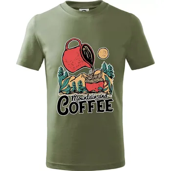 Chlapecké oblečení Mountain and Coffee - Tričko dětské bavlněné - 104-110cm / 3-4 roky ( Khaki )