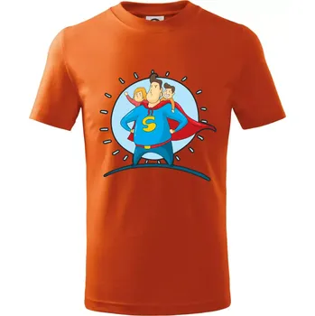 Táta superman - holka a kluk - Tričko dětské bavlněné - 134 cm/8 let ( Oranžová )