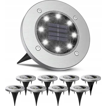 Venkovní osvětlení 8x SOLÁRNÍ LAMPA LED ZAHRADNÍ NÁJEZDOVÁ ZAPUŠTĚNÁ DISKY SILNÉ LAMPY 8 LED