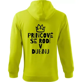 Pánská mikina Princové se rodí v dubnu - Mikina s kapucí na zip trendy zipper - 2XL ( Limetková )