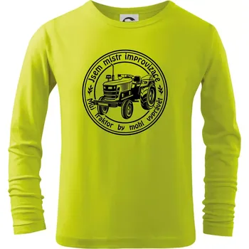 Dětská móda Mistr improvizace starý traktor - Triko dětské Long Sleeve - 158 cm/12 let ( Limetková )
