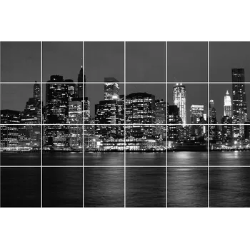 Obraz Sada nálepek na obklady Panorama nočního města 24 ks 20 x 20 cm