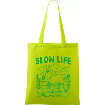 Slow Life Lama - Taška bavlněná - 42 x 38 cm ( Limetková )