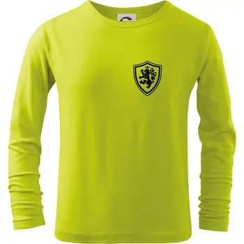 Dětská móda Český lev erb na prsu a na zádech - Triko dětské Long Sleeve - 134 cm/8 let ( Limetková )