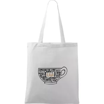 Káva - hrníček názvy - Taška bavlněná - 42 x 38 cm ( Bílá )