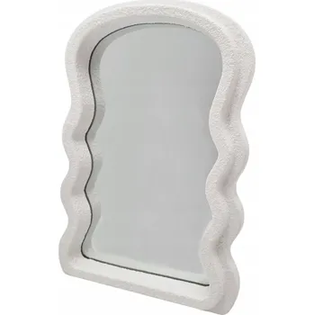 Zrcadlo Dekorativní ZRCADLO zrcátko v bílém, vlnitém rámu STYL BOHO HL2692-2