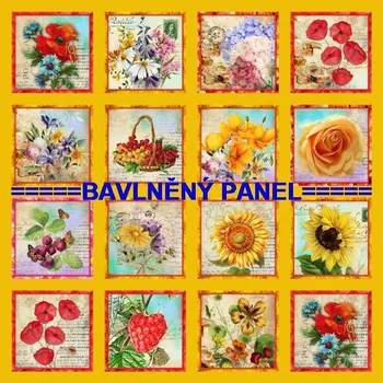 Panel bavlna - sada motivů-133-80 KVĚTINY, BYLINKY