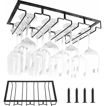 Věšák VĚŠÁK NA SKLENIČKY NA VÍNO ČERNÝ 40x22 cm