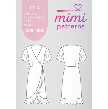 Nit Dámský střih na zavinovací šaty Lila midi, komerční střih | MIMI patterns - Tištěný střih
