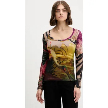 Dámské oblečení Tričko s dlouhým rukávem Desigual JAPON LACROIX 25WWTK38 béžová 80X, vel. M