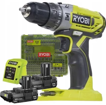 Vrtačka Aku vrtačka Ryobi 18V 2x1,5Ah Nabíječka + sada 14 bitů 1 Ks