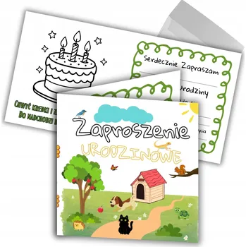 Pozvánka POZVÁNKA NA DĚTSKOU OSLAVU NAROZENIN + Bílá Obálka DÁREK - Omalovánka