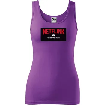 DOBRÝ TRIKO Vtipné dámské tílko s potiskem NETFLINK Velikost: XL, Barva: Fialová