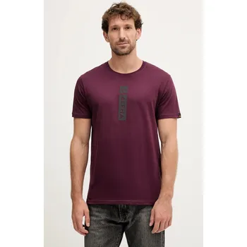 Pánské tričko Bavlněné tričko Alpha Industries 146509.608 burgundské 93X, vel. XL