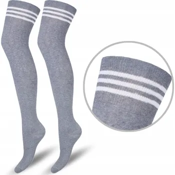 Dámské ponožky PODKOLENKY DÁMSKÉ bavlněné se stahovacím lemem v pruzích Šedé *37-41