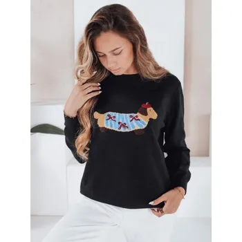 Dámský svetr Dámský svetr s aplikací psa CHICPAWS černý