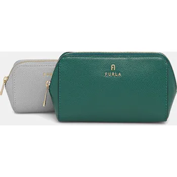 Kožená kosmetická taška Furla 2-pack zelená barva, WE00453.ARE000.4348S