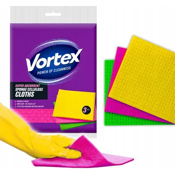 Utěrka Kuchyňské Houbičkové Utěrky Vortex Silné a Absorpční Čištění 3 ks