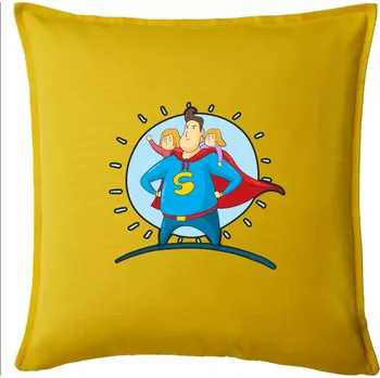Polštář Táta superman - holka a holka - Polštář 50x50 - 50x50 - Pouze potah ( Žlutá )