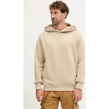 Pánská mikina Mikina Alpha Industries pánská, béžová barva, s kapucí, hladká, 156335.627 80X, vel. XL