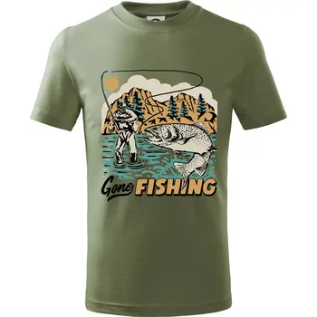 Chlapecké tričko Gone Fishing - Tričko dětské bavlněné - 146 cm/10 let ( Khaki )