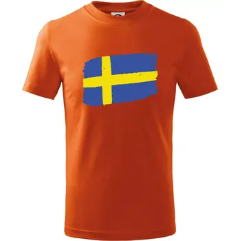 Chlapecké tričko Švédsko vlajka štětkou - Tričko dětské bavlněné - 104-110cm / 3-4 roky ( Oranžová )