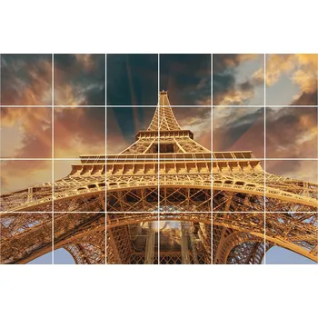 Obraz Samolepicí Samolepky na Obkladačky Věž v oblacích 24 ks 10 x 10 cm