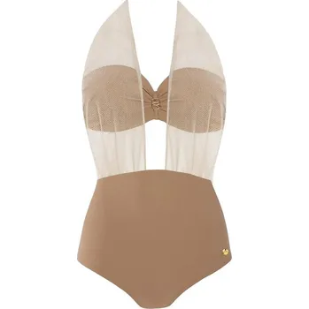 Dámské plavky Dámské jednodílné plavky Self hnědé- vyztužené košíčky, hnědá 42C-XL i384_91410740