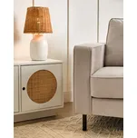 Stolní lampa bílá keramický podstavec ratanové stínidlo noční lampa předsíň chodba obývací pokoj Beliani