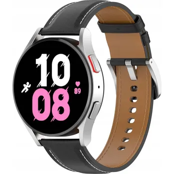 Řemínek na hodinky KOŽENÝ ŘEMÍNEK 20MM PRO GARMIN VENU / VENU 2 PLUS / VENU SQ / SQ2 ČERNÝ