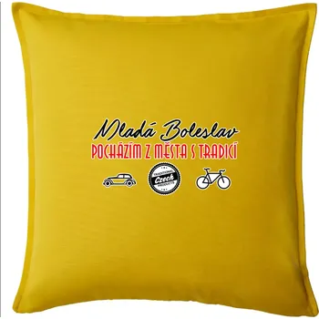 Polštář Mladá Boleslav město s tradicí - Polštář 50x50 - 50x50 - Pouze potah ( Žlutá )