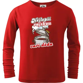 Chlapecké tričko Nejlepší rajskou vaří děda - Triko dětské Long Sleeve - 104-110cm / 3-4 roky ( Červená )