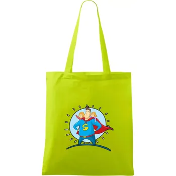Táta superman - holka a holka - Taška bavlněná - 42 x 38 cm ( Limetková )