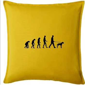 Polštář Evoluce pes ohař - Polštář 50x50 - 50x50 - Pouze potah ( Žlutá )