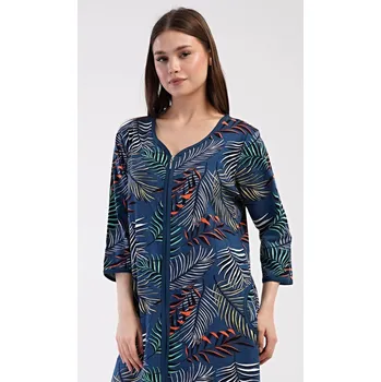 Dámské šaty Dámské domácí šaty Barbara s tříčtvrtečním rukávem, tmavě modrá 4XL i232_10117_55455957:tmavě modrá 4XL