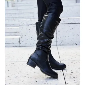 Dámské kozačky Solea kozačky černé s plochým podpatkem 4 cm, 38 i240_204762_2:38