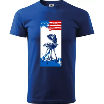 Pánské tričko USA BBQ draw grill - Triko extra velké (5-8XL) - 8XL ( Královská modrá )