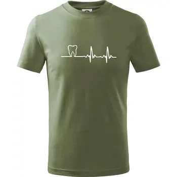 EKG zuby - Tričko dětské bavlněné - 98 cm / 2 roky ( Khaki )